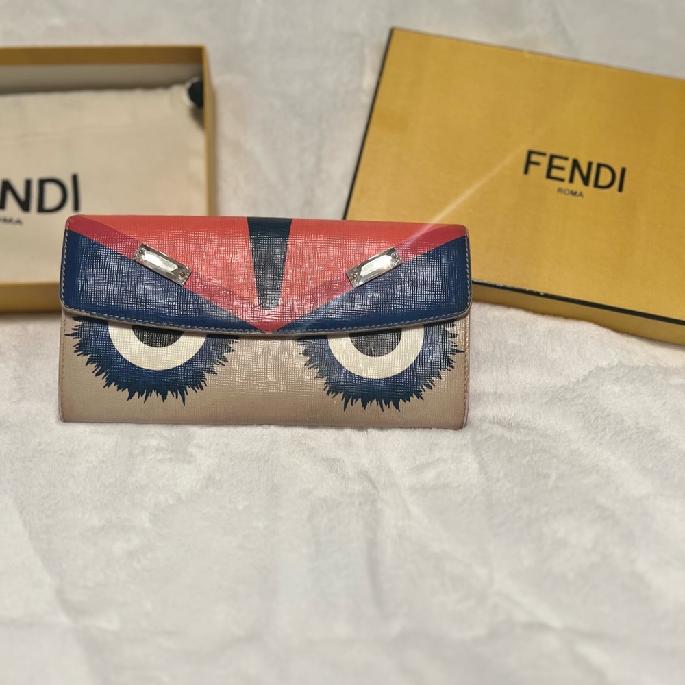 Fendi Monster Wallet with Crystal Brows